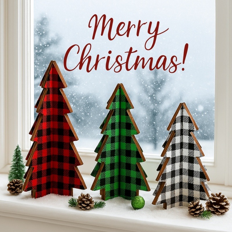 3 Pieces Christmas Decor Plaid - Tablet Accessories Kit ulasan dan harga